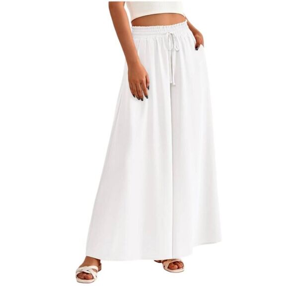 BTFBM WOMAN PALAZZO PANTS W/POCKETS WHITE SZ.M NWOT. - Picture 2 of 7